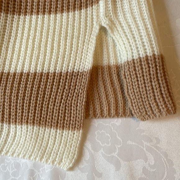 Loose knit striped basic long sleeveless pullover with cowl neckline Sz S - Picture 4 of 7